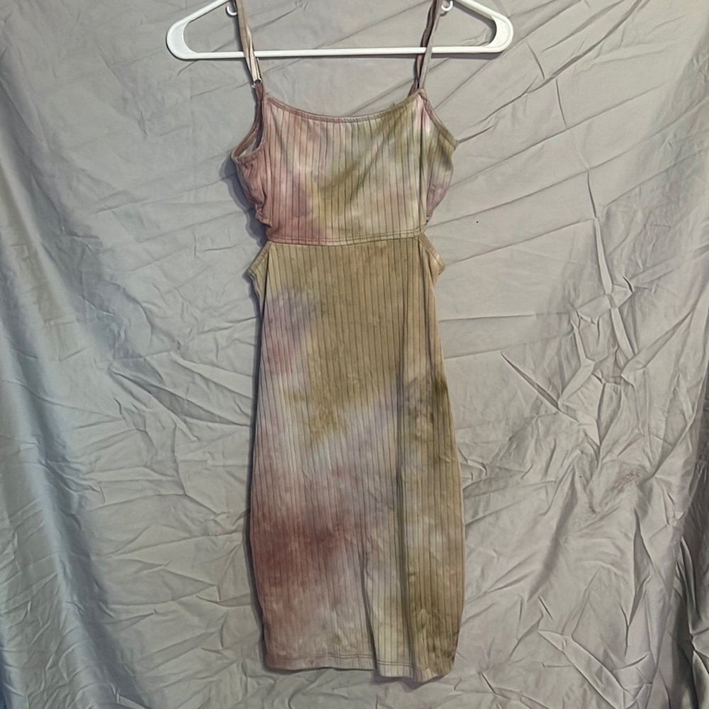 tight fitting tie dye cut out dress